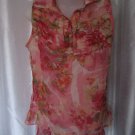 Dimri Junior Size Pink Floral Sleeveless Blouse Top Sz L NWWT 100% Polyester