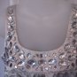 Fang  Junior Size Grey Rhinestone Solid Sleeveless Shirt Ties in Back Sz M NWWT