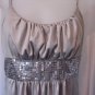 All About Me Junior Size Grey Sequined Solid Spaghetti Strap Shirt Sz M NWWT