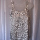 Fang  Junior Size Grey Rhinestone Solid Sleeveless Shirt Ties in Back Sz S NWWT