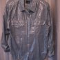 Liz Wear Women's Blue with Silver Thread Button Down Blouse Shirt Sz L Pre-Owned