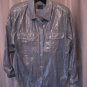 Liz Wear Women's Blue with Silver Thread Button Down Blouse Shirt Sz L Pre-Owned