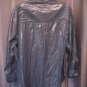 Liz Wear Women's Blue with Silver Thread Button Down Blouse Shirt Sz L Pre-Owned