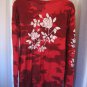 Seven Junior Size Red Tye Dye with White Roses Long Sleeve Shirt Sz XL NWNT