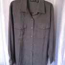 Style & Co. Women's Grey Faux Suede Button Down Long Sleeve Shirt Sz L Pre-Owned