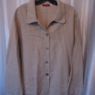 Guarantee Women's Tan Linen Button Down Long Sleeve Blouse/Shirt Sz XL Pre-Owned