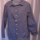 Faded Glory Womens Blue Button Down Blouse Top Long Sleeve Sz L 12-14 NWT