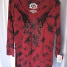 Cristina V Junior Size Tye Dye Maroon/Black Long Sleeve Cotton Shirt Sz XL NWT
