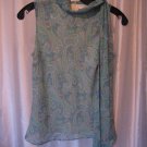 Liz Claiborne Petite Women's Blue Paisley Sleeveless Blouse Sz 4 Pre-Owned