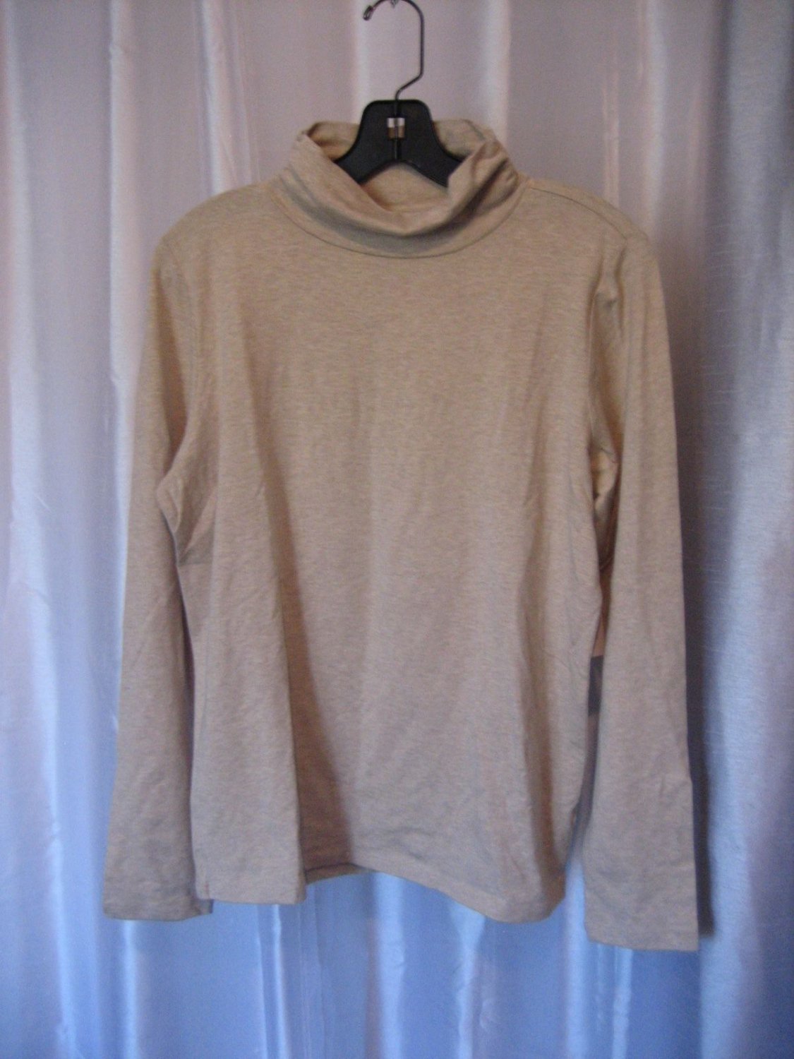 Mac & Jac Junior Size Tan Oatmeal Mock Turtleneck Long Sleeve Shirt Sz L NWWT