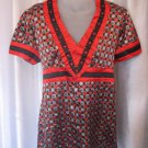 Anatilia Femme Stretch Women's Red/Black/Grey V Neck Shirt Sz XL NWWT 97% Poly