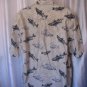 Columbia Men's Tan & Blue Fish Print Button Down Shirt 100% Cotton Sz L PreOwned