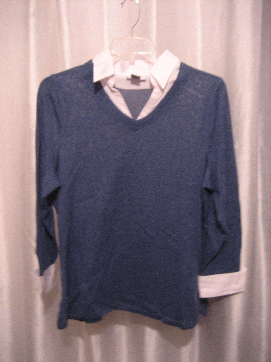 Avenue Women's Blue Long Sleeve Pullover Shirt 100%Cotton Sz 14/16 Pre-Owned