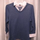 Avenue Women's Blue Long Sleeve Pullover Shirt 100%Cotton Sz 14/16 Pre-Owned