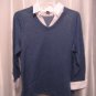 Avenue Women's Blue Long Sleeve Pullover Shirt 100%Cotton Sz 14/16 Pre-Owned