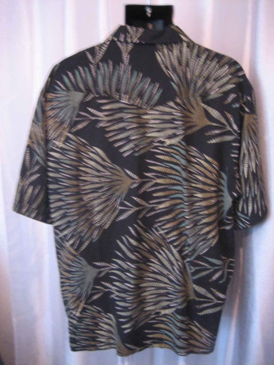 Tommy Bahama Men's Hawaiian Button Down Black/Green 100% Silk Shirt Sz ...