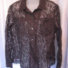 Chico's Women's Black Sheer Zebra Print Button Down Shirt Sz 1 Pre-Owned