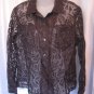 Chico's Women's Black Sheer Zebra Print Button Down Shirt Sz 1 Pre-Owned