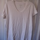 Sonoma Misses Size White 100% Cotton Short Sleeve V Neck Shirt/Top Sz XL NWWT