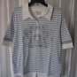 Gardeur Women's Blue & White Striped Short Sleeve 6 Button Down Front Shirt Sz L