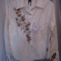 Coupe Junior Size Off White Embroidery Button Down Long Sleeve Shirt Sz L NWWT