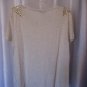 H & M Junior Size Cream Jeweled Shoulder Short Sleeve Shirt/Top Sz L NWNT