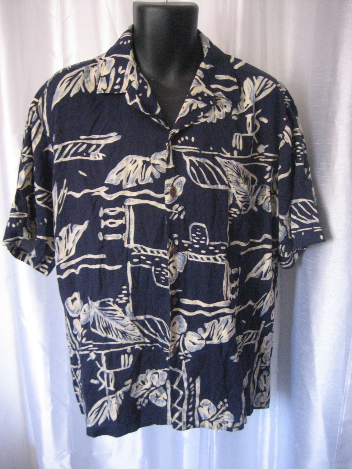Hilo Hattie - Prince Kuhio Black & Blue Rayon Men's Hawaiian Shirt main image 0