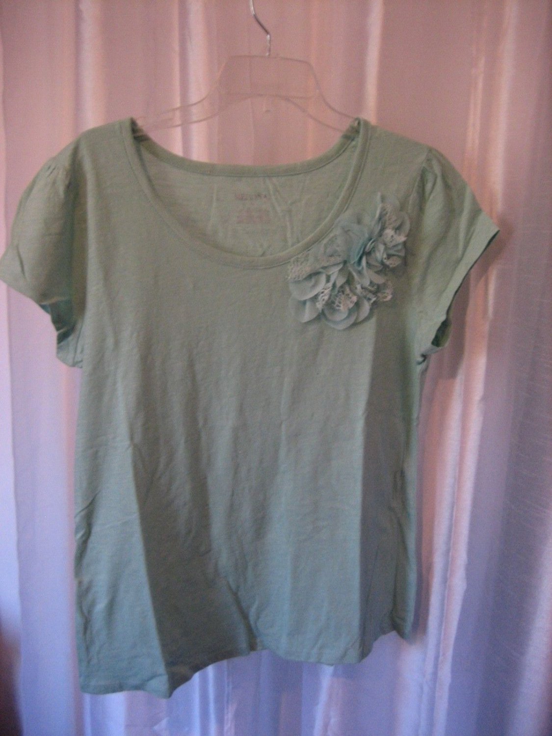 Merona 100% Cotton Solid Light Green Women's Short Sleeve Shirt Sz XL NWNT