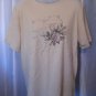 Trilogy Women's Tan Short Sleeve Shirt with Pink Roses Sz XL NWWT 100% Cotton