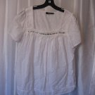 Ana Women's White Square Neck Short Sleeve Top Shirt 100% Cotton Sz XL Pre-Owned