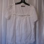 Ana Women's White Square Neck Short Sleeve Top Shirt 100% Cotton Sz XL Pre-Owned