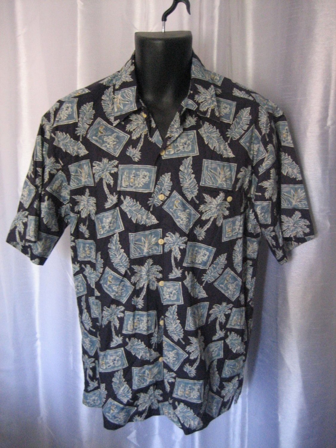 Burma Bibas Men's Blue Hawaiian Button Down Shirt Sz M Pre-Owned 100% Cotton