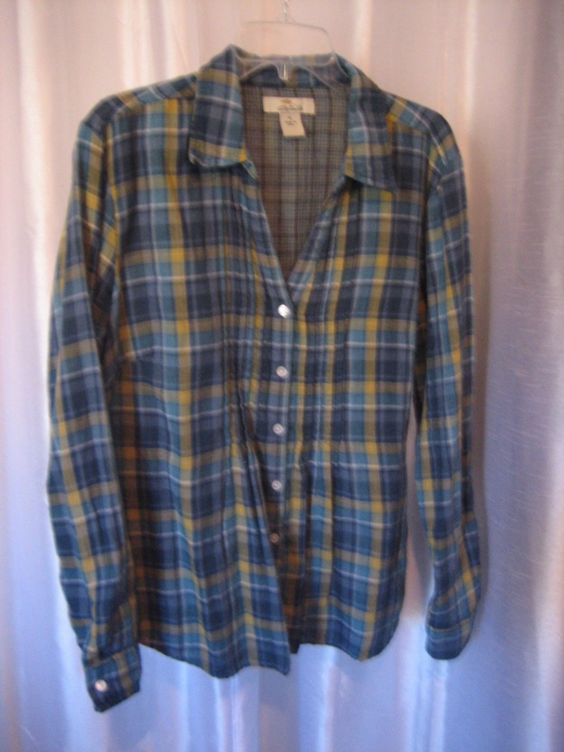 Bob Jimlopake Junior Size Blue/Tan Plaid Button Down Long Sleeve Shirt Sz XL NW