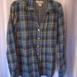 Bob Jimlopake Junior Size Blue/Tan Plaid Button Down Long Sleeve Shirt Sz XL NW
