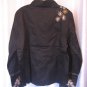 Coupe Junior Size Long Sleeve Black Floral Stitched Button Down Blouse SzXL NWWT