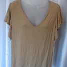 Lauren By Ralph Lauren Women's Tan V Neckline Short Sleeve Shirt Sz XL Pre-Owned