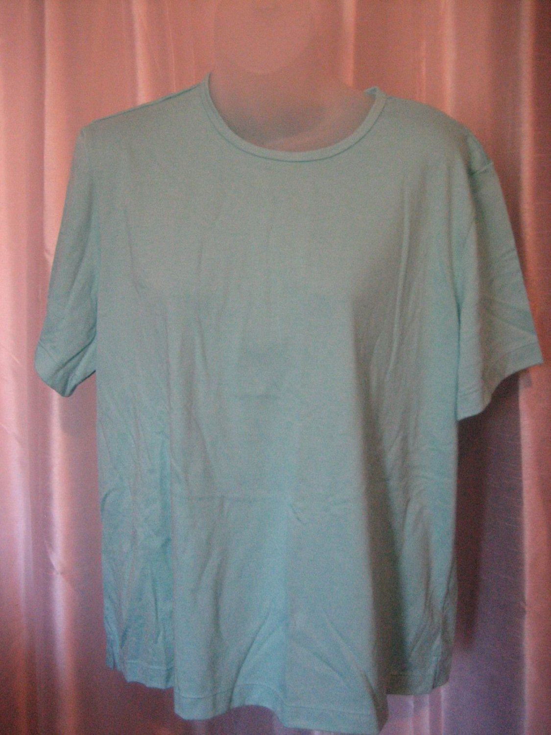 Burlington Women's Aqua Blue 100% Cotton Short Sleeve T Shirt Sz L 14-16 NWWT