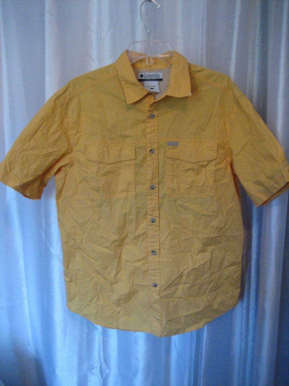 Columbia Sportswear Company Yellow Button Down Shirt Sz M Pre-Owned 96% Cotton