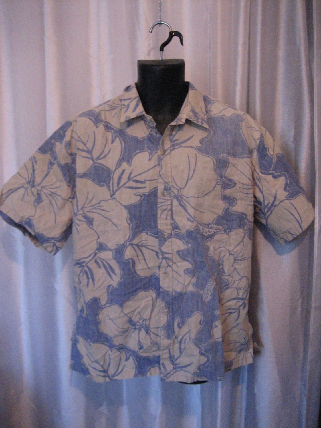 Cooke Street Men's Blue/Tan Cotton Short Sleeve Hawaiian Shirt Sz XL Pre-Owned