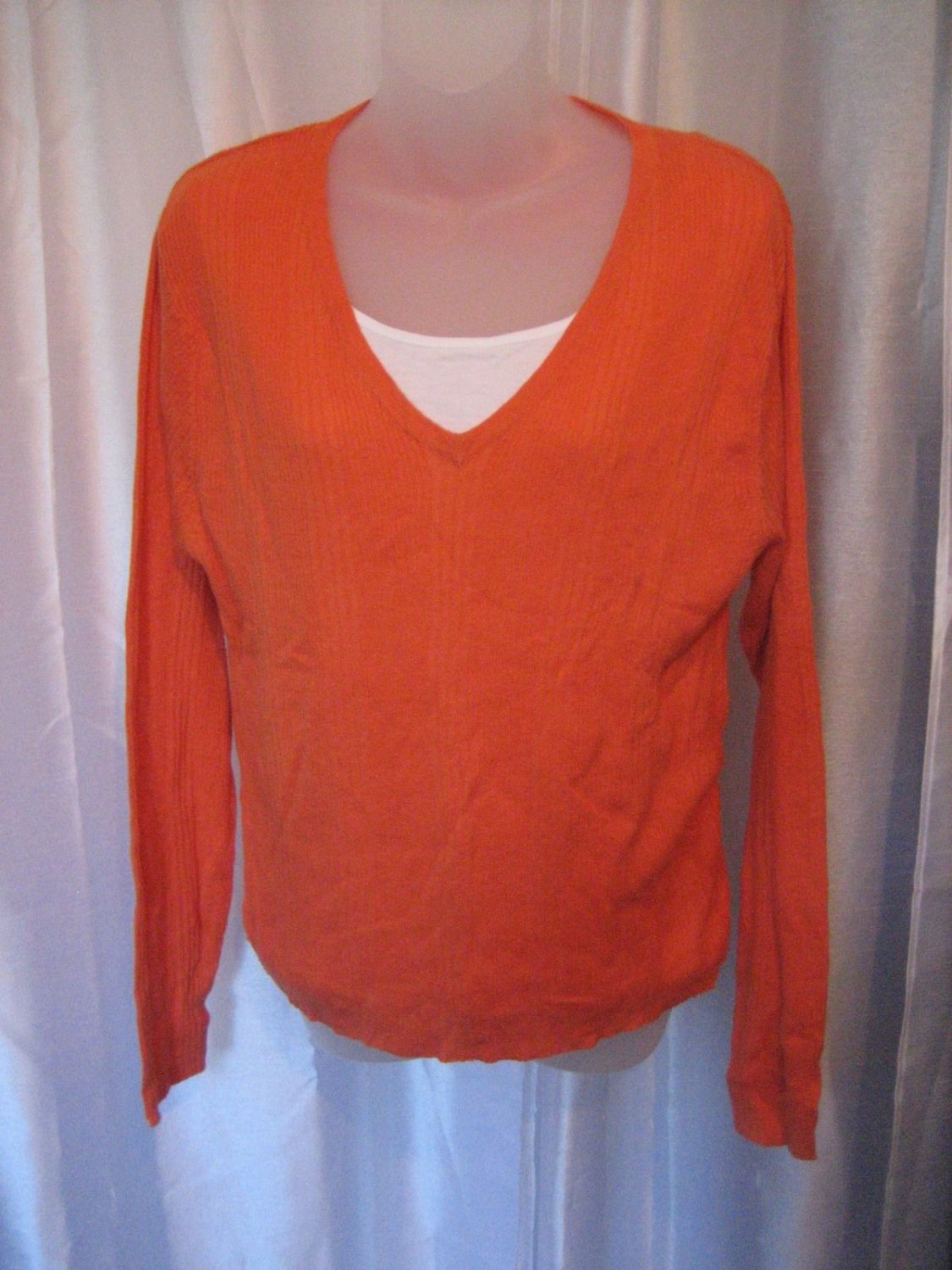 Faded Glory Coral Breeze V Neck Knit Shirt Sz XL(16/18) New with Tag 95% Cotton