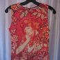 Multi-Color Art Deco Lady Junior Size Sleeveless Shirt Sz L Pre-Owned Made USA