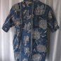 Go Barefoot Men's 100% Cotton Blue Hawaiian Button Down Shirt Sz M Pre-Owned USA
