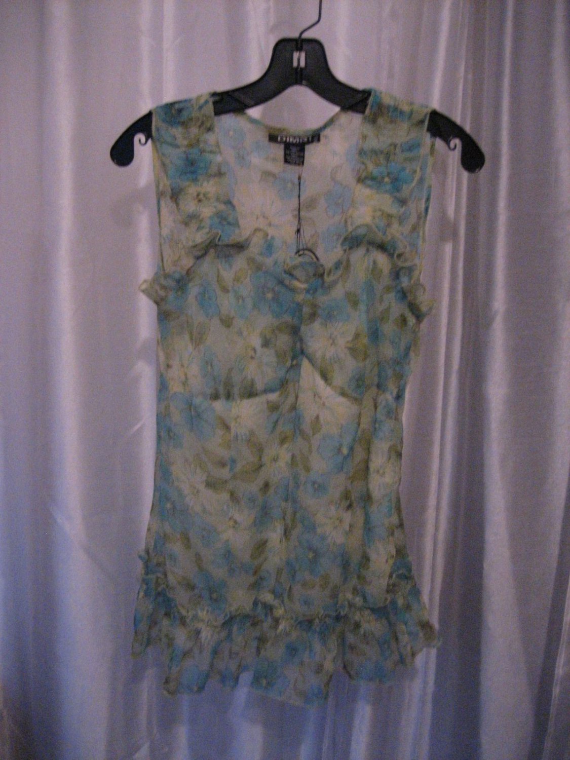 Dimri Junior Size Green Blue Floral Sleevless Cami/Blouse Sz M 100%Polyester New