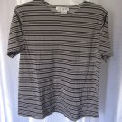 Real Clothes Saks Fifth Avenue Junior Size Silk Black/Grey Striped Shirt Sz XL