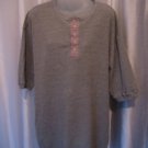 Cambridge Classics Women's Grey 100% Cotton Henley Short Sleeve Shirt Sz XL