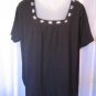 Jason Maxwell Woman Black Short Sleeve Sequined Shirt 60% Cotton Sz 2X NWWT