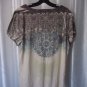 Jessica Max Junior Size Tan/Blue Printed Short Sleeve Shirt Sz XL Pre-Owned USA