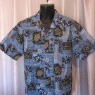 Hawaiian Kine Men's Blue Hawaiian Button Down Shirt Sz M Pre-Owned 100% Cotton
