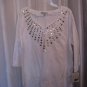 Merona Junior Size White Tunic Shirt w/Gold Round Sequins 100%Cotton Sz XXL NWWT