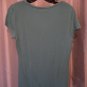 Attention Women's Green Blue Short Sleeve Round Neck Shirt Sz M 95% Rayon PreOwn